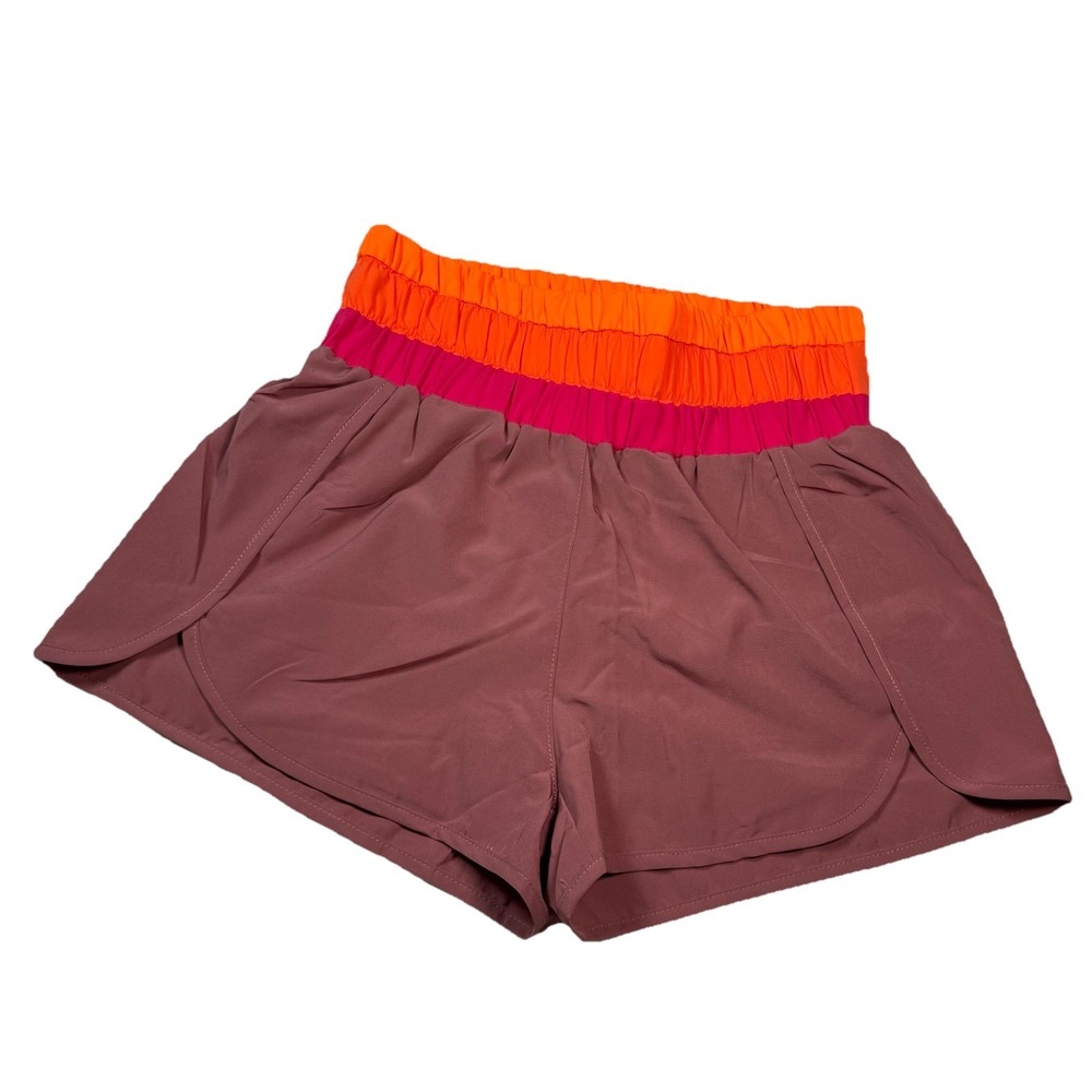 5/$25 SALE | Pink Lilly Womens Athletic Shorts Small Mauve Neon Waistband Lined
